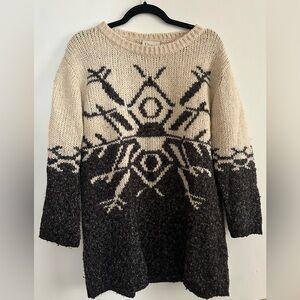 GANNI Oversized Cozy Black and Cream Knit Sweater - Sz XS/S